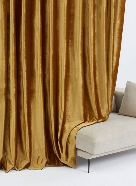 Bys42 , Gold A Pair Of Silk Velvet Curtains, Living Room Curtains, Curtains For Girl, Velvet Drapery Panels, Bedroom Custom Made - image 1