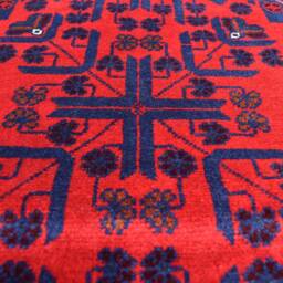 Hand-Knotted Wool Afghan Rug Traditional Bukhara Design, 11.5x8.1 Ft - thumbnail 2