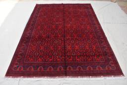 Hand-Knotted Wool Afghan Rug Traditional Bukhara Design, 11.5x8.1 Ft - thumbnail 1