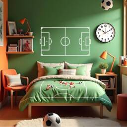 Football Pitch Wall Sticker For Soccer Bedroom, Lover Gift, Bedroom Decor Boys Football Wall Art, Football Pitch