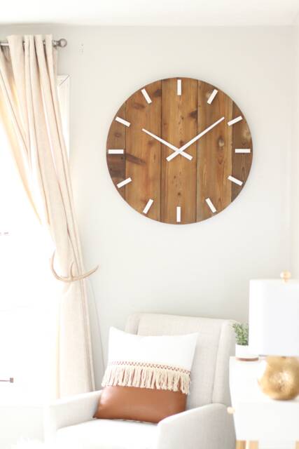 Large Barn Wood Wall Clock Mid Century Modern Boho Decor - image 1