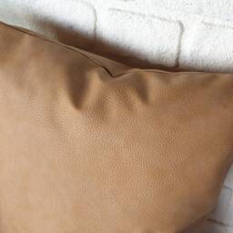 Saddle Tan Faux Leather Pillow Cover Modern Scandinavian Decor - thumbnail 2