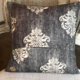 Wisconsin State Pillow, Hand-Stenciled With Button Pin - thumbnail 4