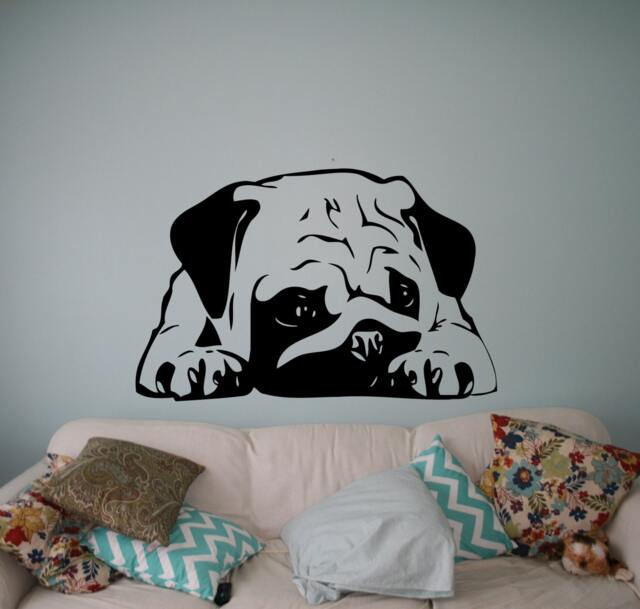 Sleeping Dog Wall Decal Puppy Pug Vinyl Sticker Cute Animals Home Decor Ideas Room Interior Bedroom Design Art 9(Pug - image 1