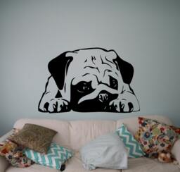 Sleeping Dog Wall Decal Puppy Pug Vinyl Sticker Cute Animals Home Decor Ideas Room Interior Bedroom Design Art 9(Pug - thumbnail 1