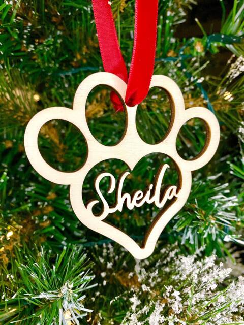 Wood Personalised Pet Tree Decoration, Christmas Bauble, Cat Or Dog Memorial Ornament - image 1