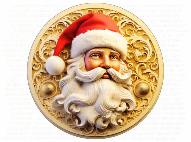 Gold Santa Christmas Sign, Metal Sign For Christmas, Santa Wreath Sign, Gold Santa Gold - image 1