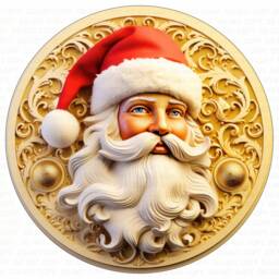 Gold Santa Christmas Sign, Metal Sign For Christmas, Santa Wreath Sign, Gold Santa Gold - thumbnail 3