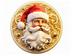 Gold Santa Christmas Sign, Metal Sign For Christmas, Santa Wreath Sign, Gold Santa Gold - thumbnail 1