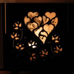 Wooden Candle Holder Hearts & Flowers Tea Light Lantern - thumbnail 3