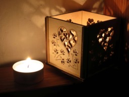 Wooden Candle Holder Hearts & Flowers Tea Light Lantern - thumbnail 1