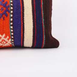 Kilim Lumbar Pillow Cover Turkish Wool Cushion, Bohemian Decor - 12x24 - thumbnail 2