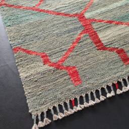 Runner Rug Abstract, Handmade Artisan Afghan Turkish Aztec Natural Sheep Wool Flatweave Kilim 204x61 cm - thumbnail 2