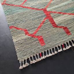Runner Rug Abstract, Handmade Artisan Afghan Turkish Aztec Natural Sheep Wool Flatweave Kilim 204x61 cm - thumbnail 4