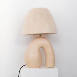 Big Oppos??e in Satin Cream, Handmade Ceramic Table Lamp, Original Design, Unique Statement Lighting - thumbnail 4