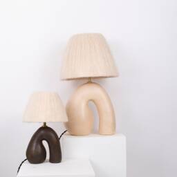Big Oppos??e in Satin Cream, Handmade Ceramic Table Lamp, Original Design, Unique Statement Lighting - thumbnail 2