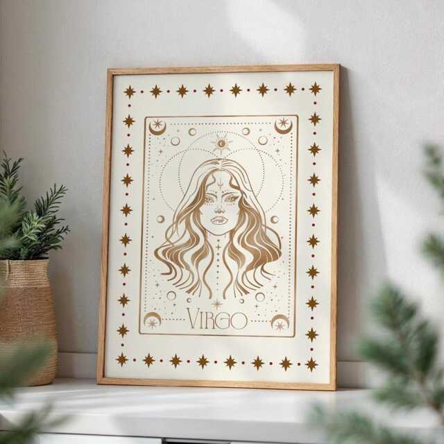Virgo Zodiac Aesthetic Wall Art, Trendy Print, Astrology Decor, Celestial Star Sign Poster, Spiritual Gift For Her - image 1