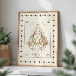 Virgo Zodiac Aesthetic Wall Art, Trendy Print, Astrology Decor, Celestial Star Sign Poster, Spiritual Gift For Her - thumbnail 1