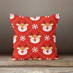 Christmas Pillow Cover/Cute Deer Cushion Case/Red White Cover/Winter Square Case/Snowflake Print Case/xmas Home Decor - thumbnail 2