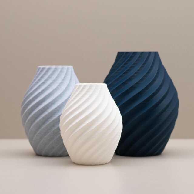 Modern Swirl Vase Set Navy, Grey & White Home Decor, Living Room Ornaments - image 1