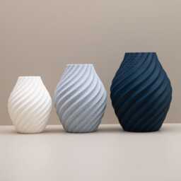 Modern Swirl Vase Set Navy, Grey & White Home Decor, Living Room Ornaments - thumbnail 2