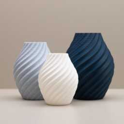 Modern Swirl Vase Set Navy, Grey & White Home Decor, Living Room Ornaments - thumbnail 1