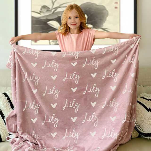Personalized Name Blanket, Custom Baby Girl Gift Kids Christmas - image 1