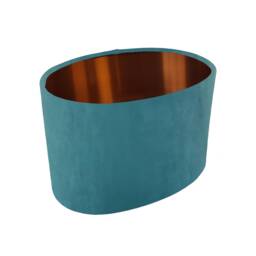 Oval Teal Lampshade in Velvet With A Copper Lining - thumbnail 1