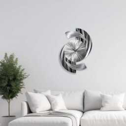 Wall Clock Black & Silver Metal Art Sculpture For Home Decor - thumbnail 4