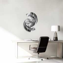 Wall Clock Black & Silver Metal Art Sculpture For Home Decor - thumbnail 1