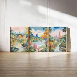 Set Of 3 Thailand Poster Set, Vintage Bangkok Floral Prints, Indigenous Art, Folk Art Poster, Tropical Wall Art, Print, A1/A2/A3/A4 - thumbnail 2