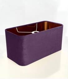 New Made To Order Lavender Purple Velvet Lamp Shade & Pendant Light Rounded Rectangular Shape Metallic Panels Lining For All Purpose - thumbnail 1