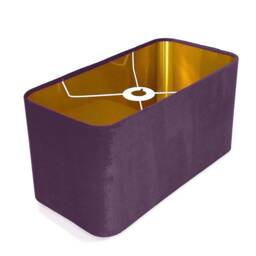 New Made To Order Lavender Purple Velvet Lamp Shade & Pendant Light Rounded Rectangular Shape Metallic Panels Lining For All Purpose - thumbnail 2