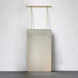 Quadris??? Modern Ceiling Hanging Suspended Rectangular Mirror With Brushed Brass Frame - thumbnail 2