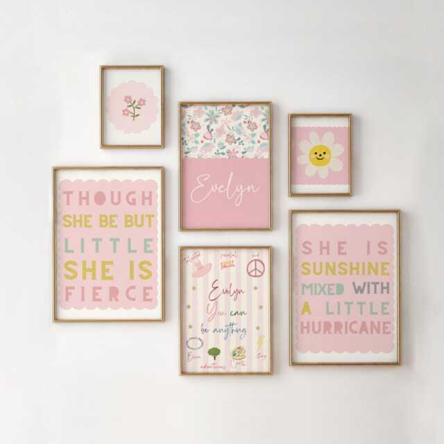 Set Of Personalised Prints For Girls Bedroom, Affirmation Quotes Decor, You Can Be Anything, Floral Art - image 1