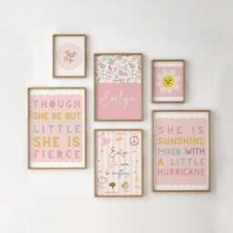 Set Of Personalised Prints For Girls Bedroom, Affirmation Quotes Decor, You Can Be Anything, Floral Art - thumbnail 1