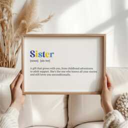 Sister Gift Definition Print - Christmas Present For Thoughtful Wall Art Sister's Room Unique Holiday Idea Fun - thumbnail 2
