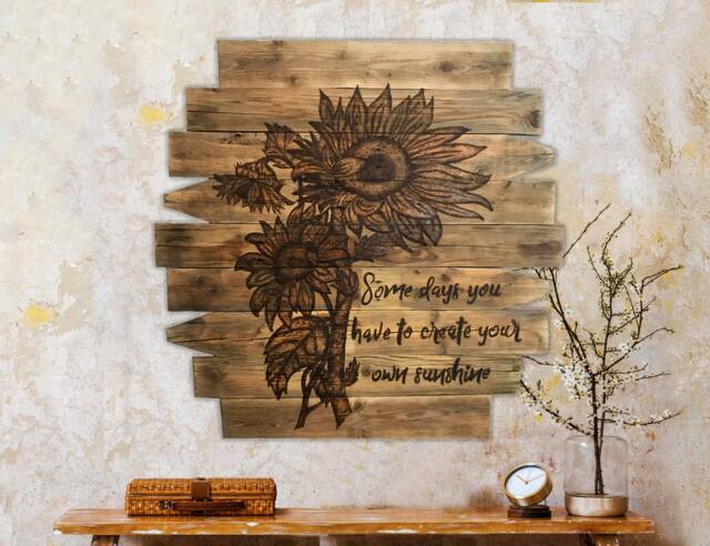 Large Sunflower Wall Art, Boho Hanging, Create Your Own Sunshine, Natural Wood Hanging - image 1