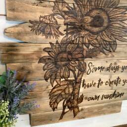 Large Sunflower Wall Art, Boho Hanging, Create Your Own Sunshine, Natural Wood Hanging - thumbnail 4