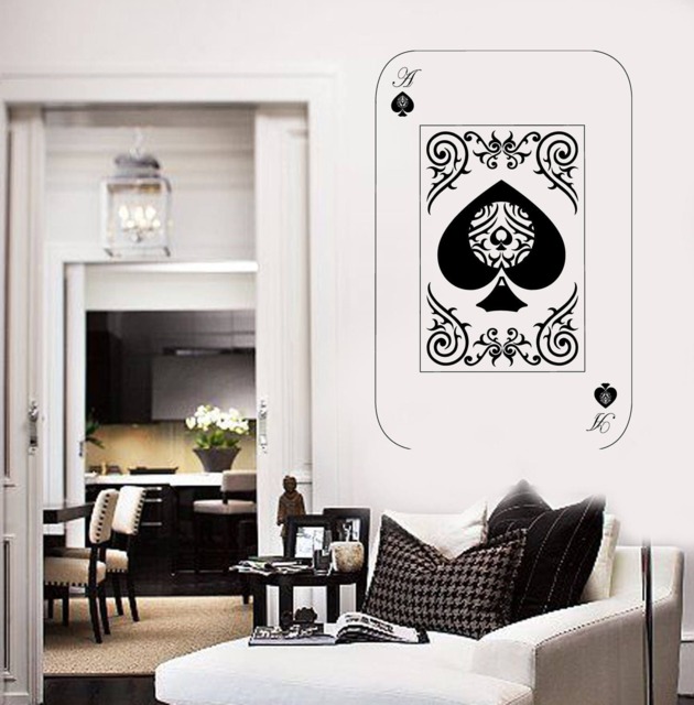 Wall Vinyl Decal Playing Cards Deck Ace Of Spades Poker Play Room & Casino Decor - #2687Dn - image 1