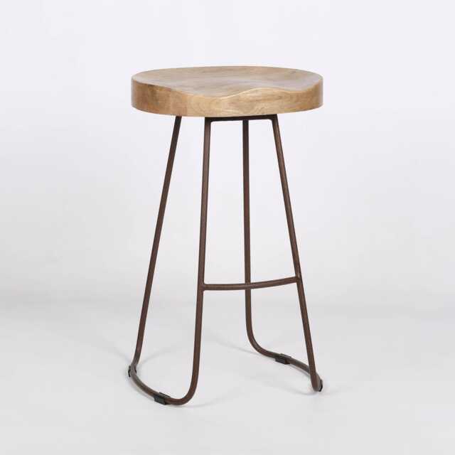 Vintage Rustic Iron Wooden Top Kitchen Bar Stool Metal Industrial Tractor Seat - image 1