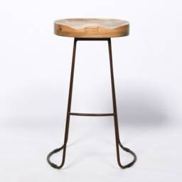 Vintage Rustic Iron Wooden Top Kitchen Bar Stool Metal Industrial Tractor Seat - thumbnail 2