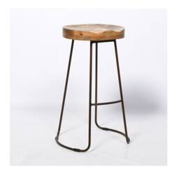 Vintage Rustic Iron Wooden Top Kitchen Bar Stool Metal Industrial Tractor Seat - thumbnail 1