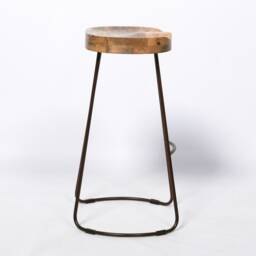 Vintage Rustic Iron Wooden Top Kitchen Bar Stool Metal Industrial Tractor Seat - thumbnail 3