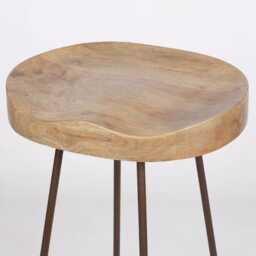 Vintage Rustic Iron Wooden Top Kitchen Bar Stool Metal Industrial Tractor Seat - thumbnail 3