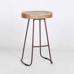 Vintage Rustic Iron Wooden Top Kitchen Bar Stool Metal Industrial Tractor Seat - thumbnail 1
