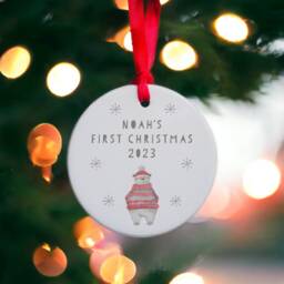 Baby First Christmas Bauble, Ceramic Hanging Bauble, First Christmas Ornament, Decoration, Personalised Bauble - thumbnail 2
