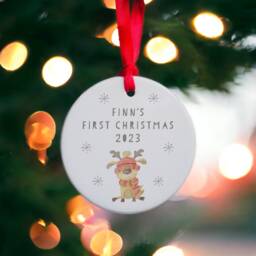 Baby First Christmas Bauble, Ceramic Hanging Bauble, First Christmas Ornament, Decoration, Personalised Bauble - thumbnail 3