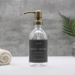 Refillable Plastic Dispenser Bottle Brass Pump, Waterproof Label - 500Ml - thumbnail 3