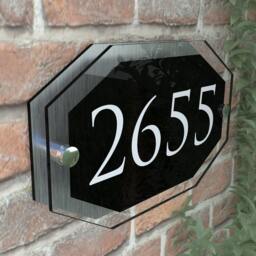Contemporary House Sign/Plaque Door Number Glass Effect Acrylic - Apexa5-28Wb-S-C - thumbnail 3